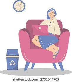 People Working from Home Concept. Vector Cartoon Character.