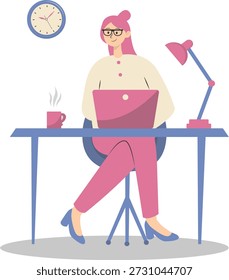 Personas Trabajando desde el Concepto del Hogar. Personaje de dibujos animados de Vector.