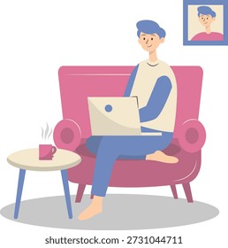People Working from Home Concept. Vector Cartoon Character.