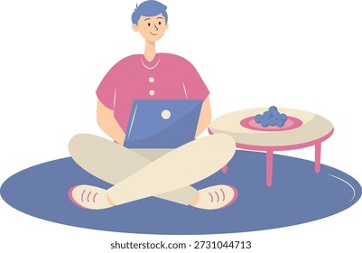 People Working from Home Concept. Vector Cartoon Character.
