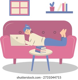 People Working from Home Concept. Vector Cartoon Character.