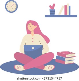 People Working from Home Concept. Vector Cartoon Character.