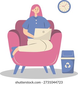 People Working from Home Concept. Vector Cartoon Character.