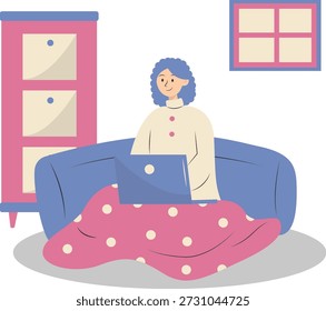People Working from Home Concept. Vector Cartoon Character.