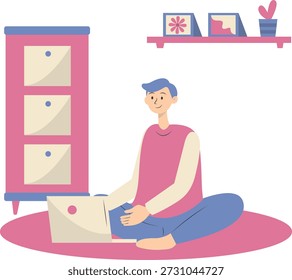 People Working from Home Concept. Vector Cartoon Character.