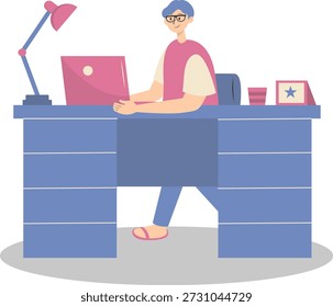 People Working from Home Concept. Vector Cartoon Character.