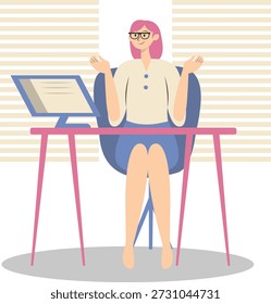 People Working from Home Concept. Vector Cartoon Character.