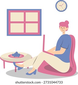 People Working from Home Concept. Vector Cartoon Character.