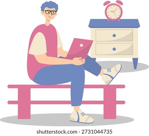 People Working from Home Concept. Vector Cartoon Character.