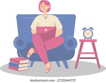 People Working from Home Concept. Vector Cartoon Character.
