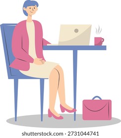 People Working from Home Concept. Vector Cartoon Character.