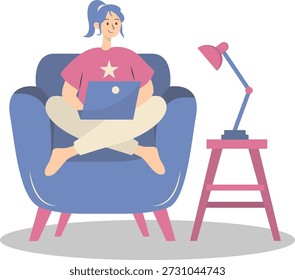 People Working from Home Concept. Vector Cartoon Character.