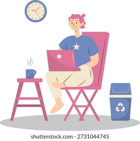 People Working from Home Concept. Vector Cartoon Character.