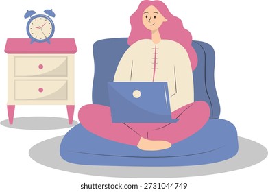 People Working from Home Concept. Vector Cartoon Character.