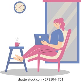 People Working from Home Concept. Vector Cartoon Character.