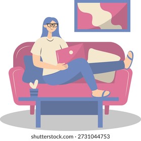 People Working from Home Concept. Vector Cartoon Character.