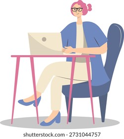 People Working from Home Concept. Vector Cartoon Character.