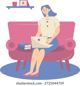 People Working from Home Concept. Vector Cartoon Character.