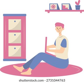 People Working from Home Concept. Vector Cartoon Character.