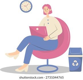 People Working from Home Concept. Vector Cartoon Character.