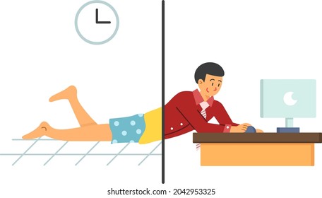 People working from home doing job sent by his office