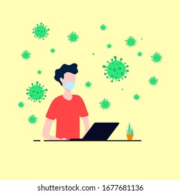 The people working at home to prevent from spread of coronavirus
