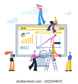 People are working to increase profits vector illustration of the concept of web page design and development of mobile websites, small people are working on creating a website.