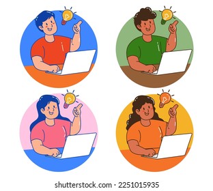 people working with a laptop and thinking