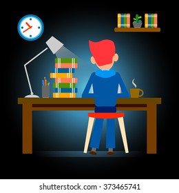 people working late, overtime, hardworking vector illustration design