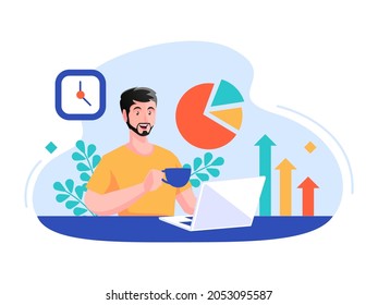 People working making data report