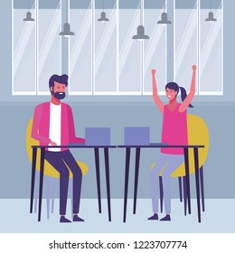 People working in office