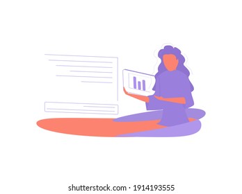 People working at office, Flat style cartoon faceless character. Lifestyle, Minimal vector illustration