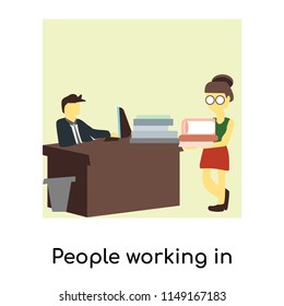 People working in the office vector isolated on white background for your web and mobile app design, People working in the office vector logo concept