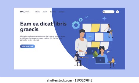 People working in office. Workers, employees, human resources flat vector illustration. Office environment and work process concept for banner, website design or landing web page