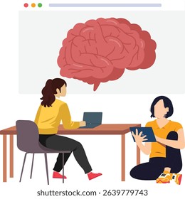  People Working on Artificial Brain Illustration Neural Intelligence Development Concept

