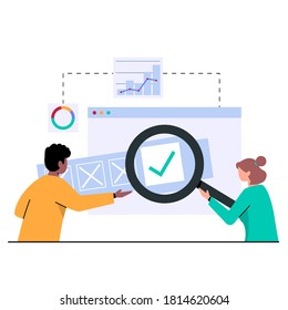 People are working on business research. Business analytics concepts vector illustration