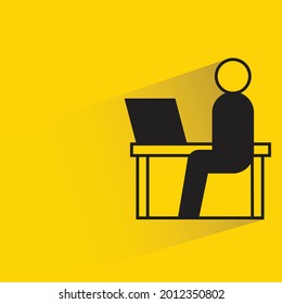 people working on computer icon on yellow background