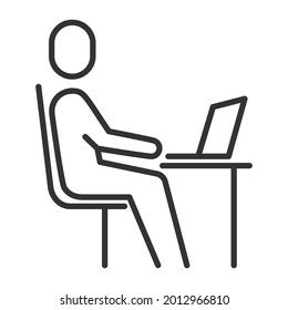 People working on computer icon, person with laptop icon. User working on laptop. Remote work freelancer.