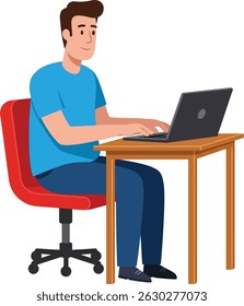 People Working on Computers Illustration cartoon use laptops and desktops.
