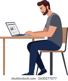 People Working on Computers Illustration cartoon use laptops and desktops.