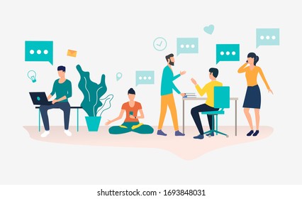 People Working On Computers Modern Office Stock Vector (Royalty Free ...