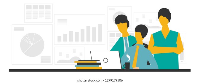 People working on the development flat vector