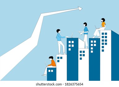 People working on internet.Development concept.