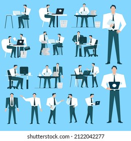People working on laptop set.working with teams and meeting.cartoon character vector.