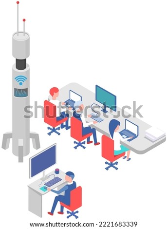 People working on laptops sitting in free internet zone with connection tower wireless high speed internet. Free wifi hotspot, public assess zone, portabe device. Wireless data transmission technology