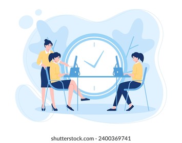 people working on laptops trending concept flat illustration