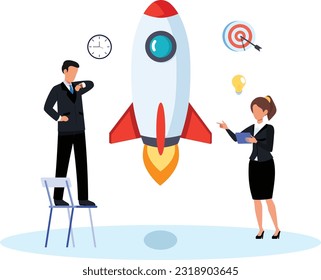 People are working together to build a startup project development team illustration	