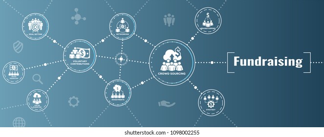 People Working Together - Fund Different Online Ideas with Money Icon Set Web Header banner