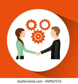 people working together networking and teamwork cooperation icon, vector illustration