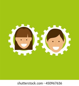 people working together networking and teamwork cooperation icon, vector illustration